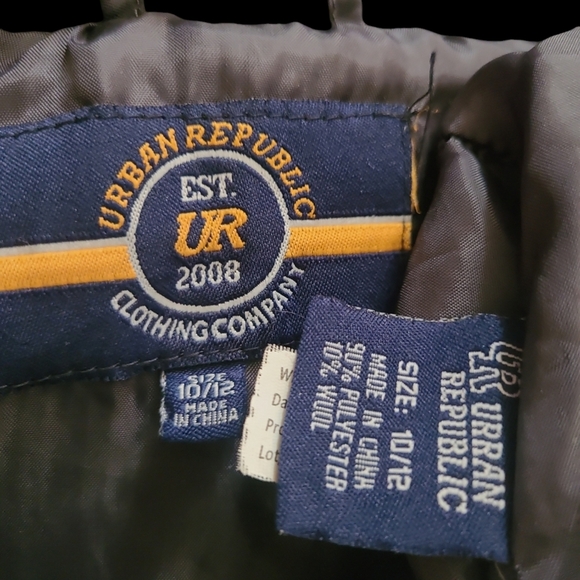 Pea Coat Jacket Wool 10-12 by Urban Republic grey - Picture 3 of 5